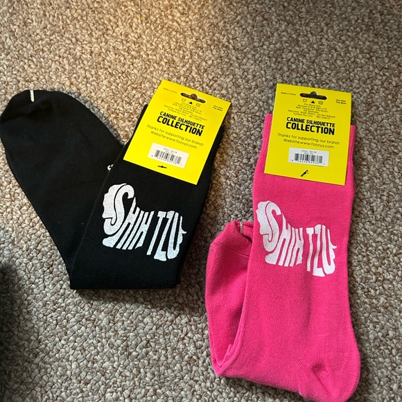 2 pairs of Foozys canine collection One size fits most adult socks shitzu - Picture 2 of 2
